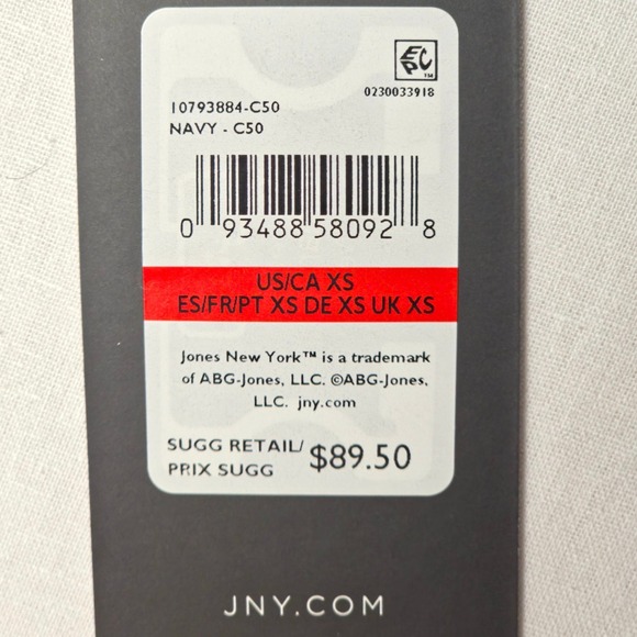 Jones New York Sweater Womens XS Navy‎ Open Front Pockets Cardigan Long Sleeve - Picture 9 of 9